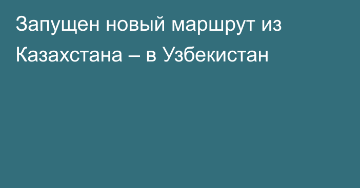 Запущен новый маршрут из Казахстана – в Узбекистан