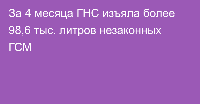 За 4 месяца ГНС изъяла более 98,6 тыс. литров незаконных ГСМ