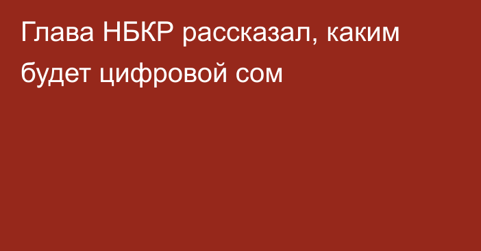 Глава НБКР рассказал, каким будет цифровой сом