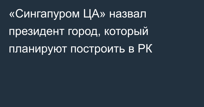 «Сингапуром ЦА» назвал президент город, который планируют построить в РК