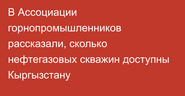 В Ассоциации горнопромышленников рассказали, сколько нефтегазовых скважин доступны Кыргызстану 