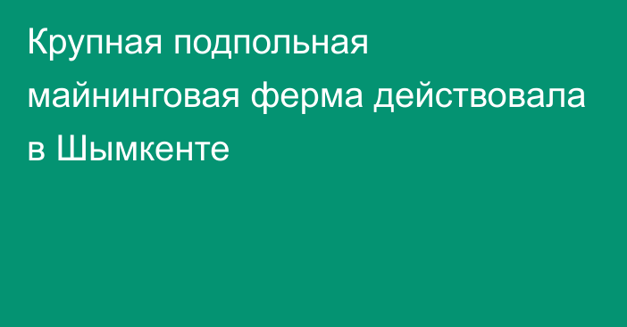 Крупная подпольная майнинговая ферма действовала в Шымкенте