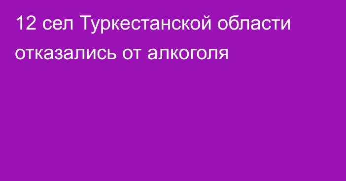 12 сел Туркестанской области отказались от алкоголя