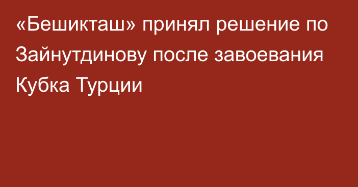 «Бешикташ» принял решение по Зайнутдинову после завоевания Кубка Турции