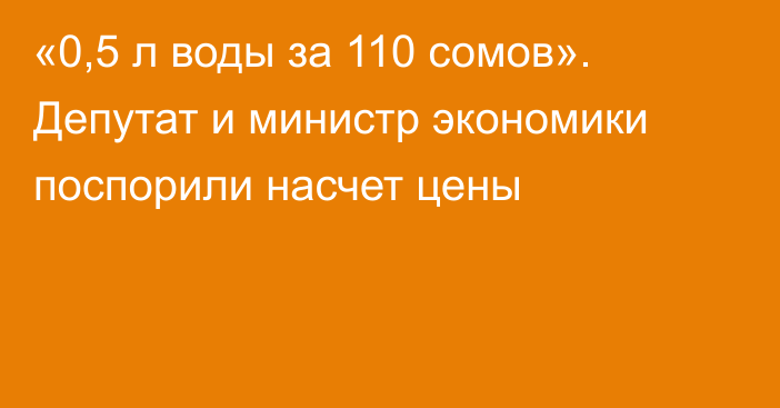 «0,5 л воды за 110 сомов». Депутат и министр экономики поспорили насчет цены