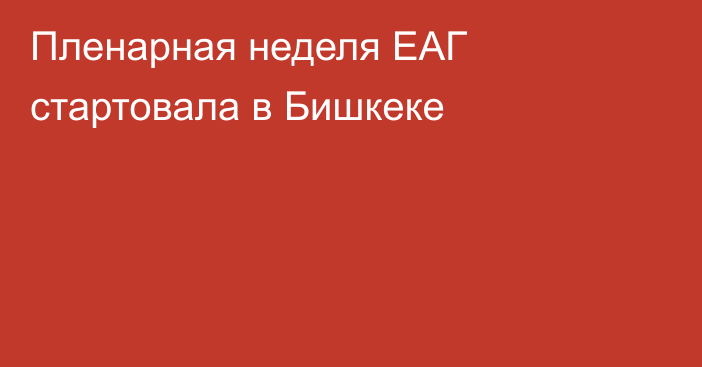 Пленарная неделя ЕАГ стартовала в Бишкеке