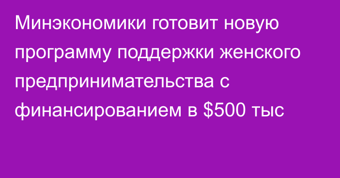 Минэкономики готовит новую программу поддержки женского предпринимательства с финансированием в $500 тыс