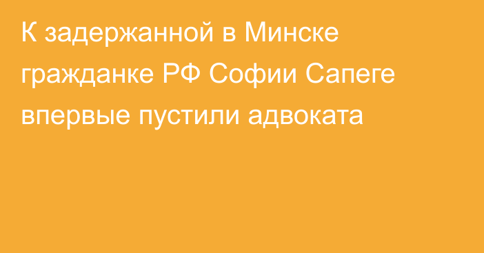 К задержанной в Минске гражданке РФ Софии Сапеге впервые пустили адвоката