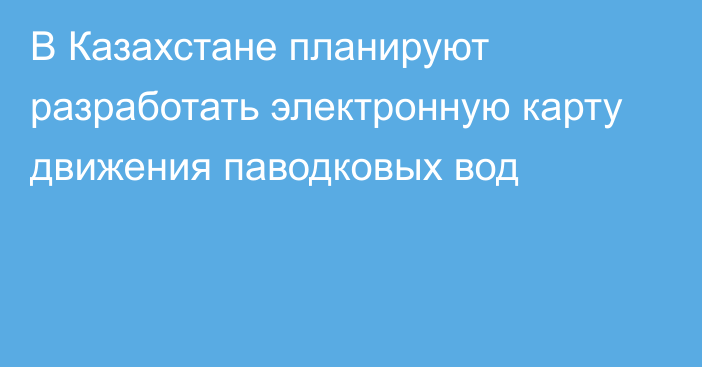 В Казахстане планируют разработать электронную карту движения паводковых вод