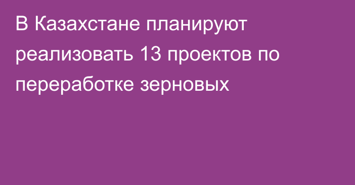 В Казахстане планируют реализовать 13 проектов по переработке зерновых