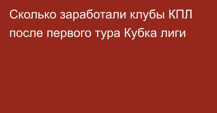 Сколько заработали клубы КПЛ после первого тура Кубка лиги