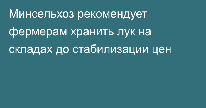 Минсельхоз рекомендует фермерам хранить лук на складах до стабилизации цен