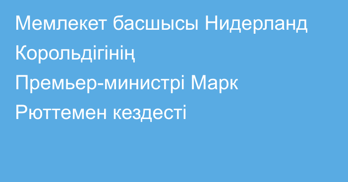 Мемлекет басшысы Нидерланд Корольдігінің Премьер-министрі Марк Рюттемен кездесті