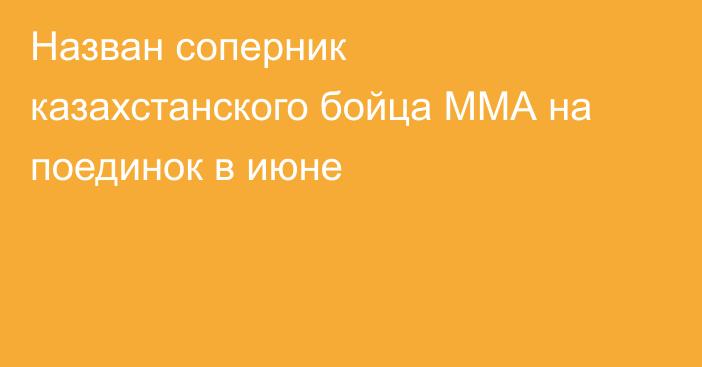 Назван соперник казахстанского бойца ММА на поединок в июне