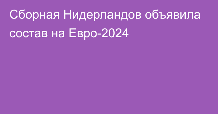 Сборная Нидерландов объявила состав на Евро-2024