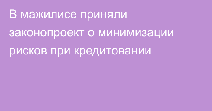 В мажилисе приняли законопроект о минимизации рисков при кредитовании