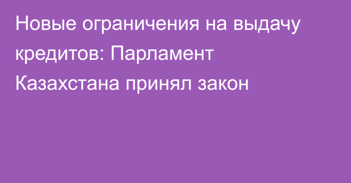 Новые ограничения на выдачу кредитов: Парламент Казахстана принял закон