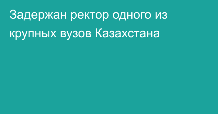 Задержан ректор одного из крупных вузов Казахстана