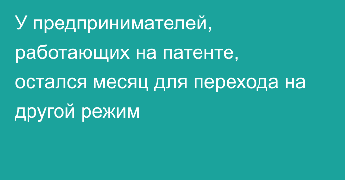 У предпринимателей, работающих на патенте, остался месяц для перехода на другой режим