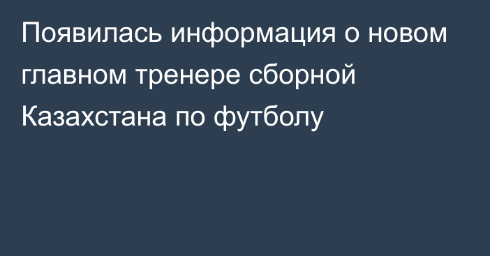 Появилась информация о новом главном тренере сборной Казахстана по футболу