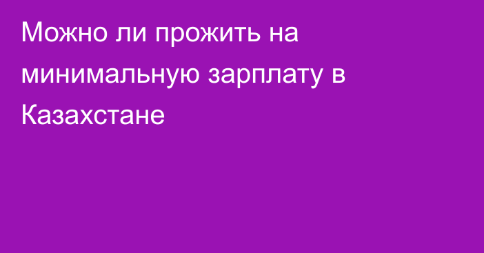 Можно ли прожить на минимальную зарплату в Казахстане