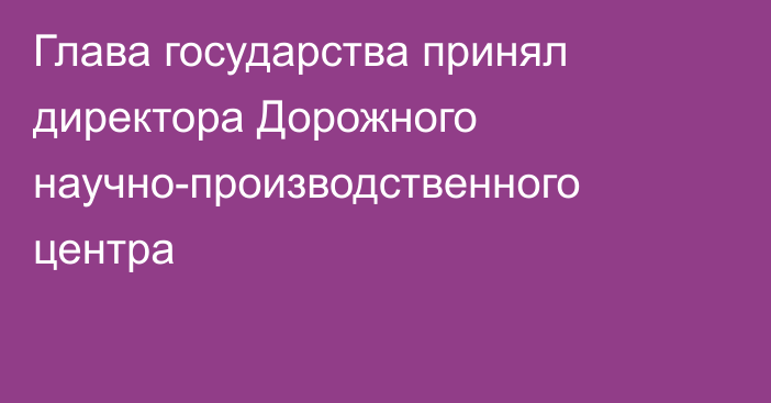 Глава государства принял директора Дорожного научно-производственного центра