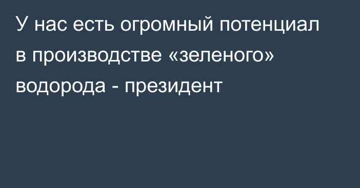 У нас есть огромный потенциал в производстве «зеленого» водорода - президент