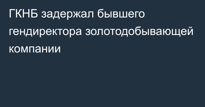 ГКНБ задержал бывшего гендиректора золотодобывающей компании