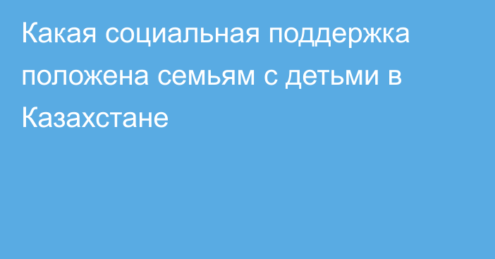 Какая социальная поддержка положена семьям с детьми в Казахстане