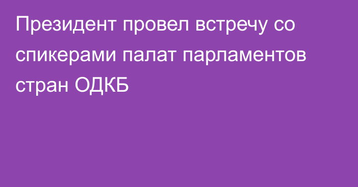 Президент провел встречу со спикерами палат парламентов стран ОДКБ