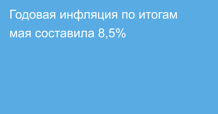 Годовая инфляция по итогам мая составила 8,5%