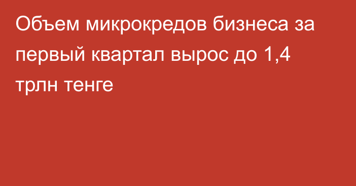 Объем микрокредов бизнеса за первый квартал вырос до 1,4 трлн тенге