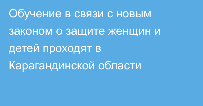 Обучение в связи с новым законом о защите женщин и детей проходят в Карагандинской области