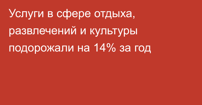 Услуги в сфере отдыха, развлечений и культуры подорожали на 14% за год