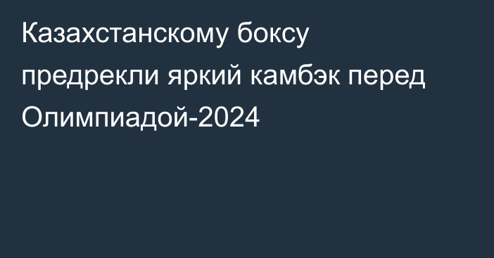 Казахстанскому боксу предрекли яркий камбэк перед Олимпиадой-2024