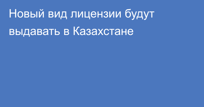 Новый вид лицензии будут выдавать в Казахстане