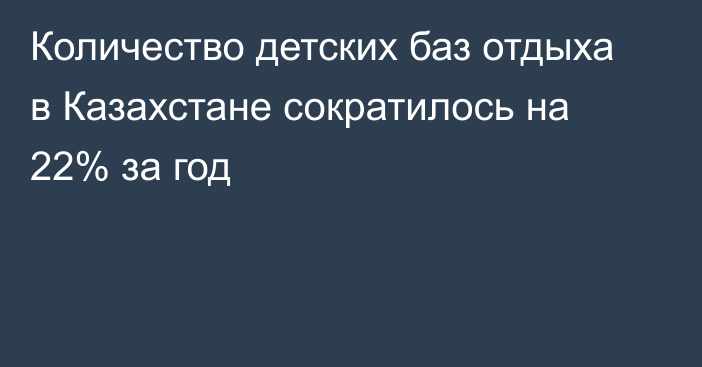 Количество детских баз отдыха в Казахстане сократилось на 22% за год