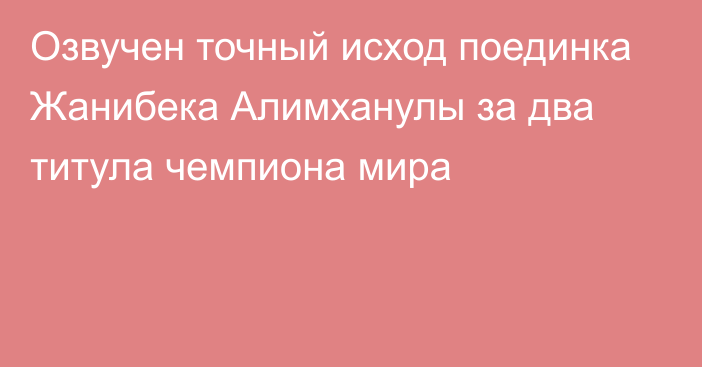 Озвучен точный исход поединка Жанибека Алимханулы за два титула чемпиона мира