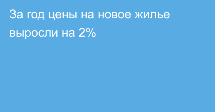 За год цены на новое жилье выросли на 2%