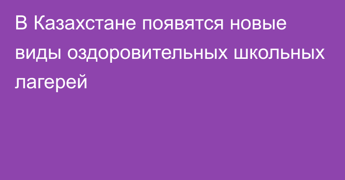 В Казахстане появятся новые виды оздоровительных школьных лагерей