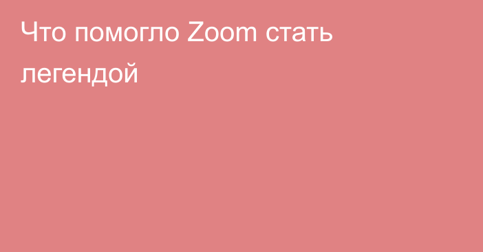 Что помогло Zoom стать легендой