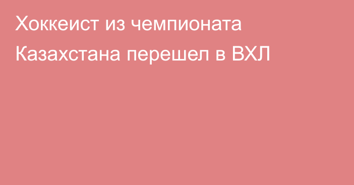 Хоккеист из чемпионата Казахстана перешел в ВХЛ