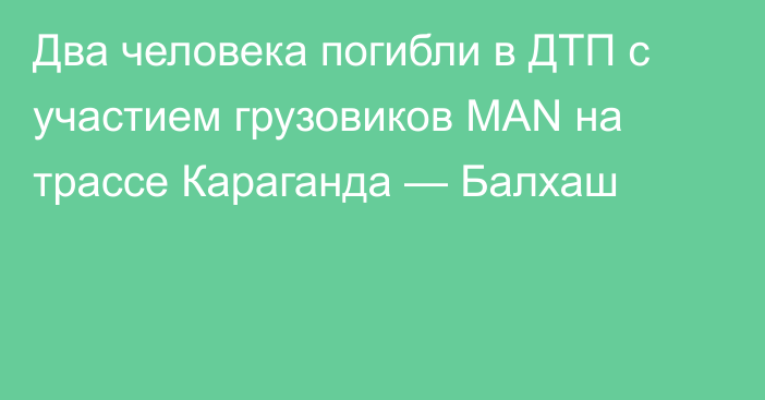 Два человека погибли в ДТП с участием грузовиков MAN на трассе Караганда — Балхаш