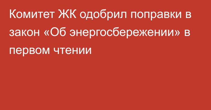 Комитет ЖК одобрил поправки в закон «Об энергосбережении» в первом чтении