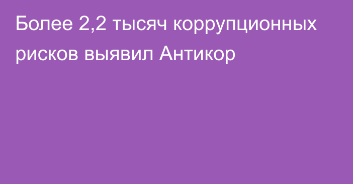 Более 2,2 тысяч коррупционных рисков выявил Антикор