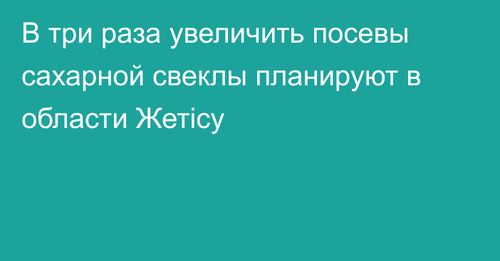 В три раза увеличить посевы сахарной свеклы планируют в области Жетісу