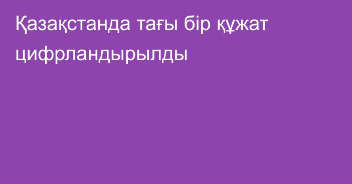 Қазақстанда тағы бір құжат цифрландырылды