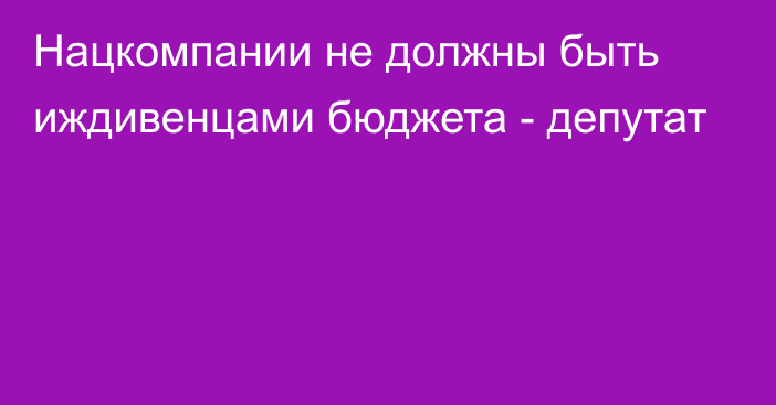 Нацкомпании не должны быть иждивенцами бюджета - депутат