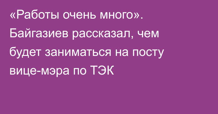 «Работы очень много». Байгазиев рассказал, чем будет заниматься на посту вице-мэра по ТЭК