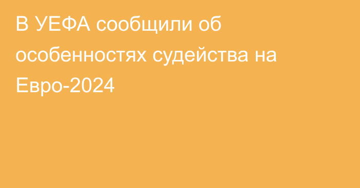 В УЕФА сообщили об особенностях судейства на Евро-2024